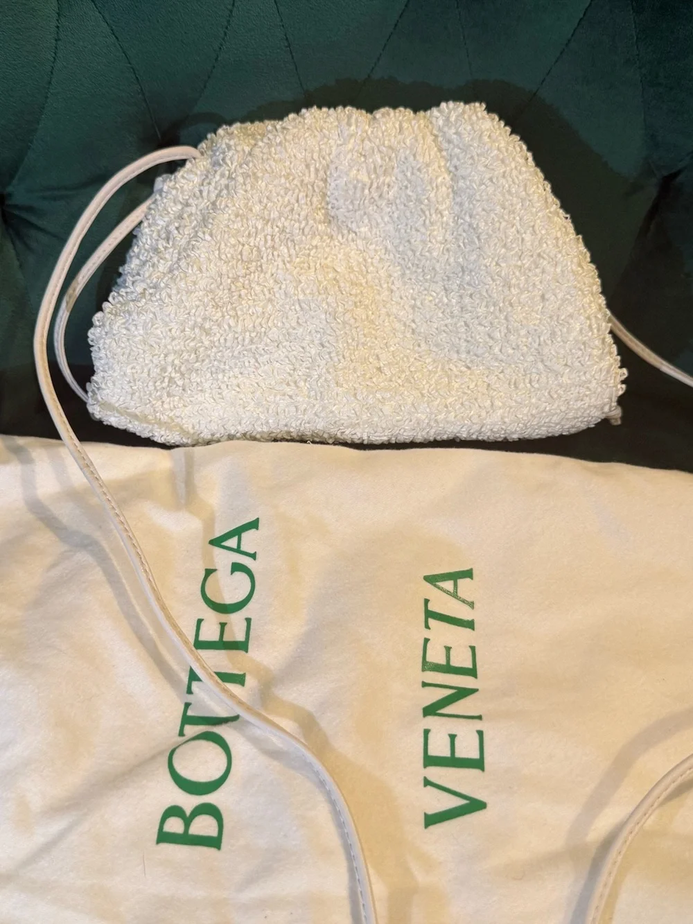 Bottega Veneta The Pouch Mini White Clutch Crossbody Strap Drawstring w/Dust Bag
